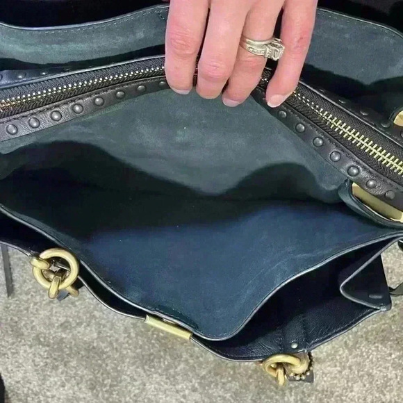 NWT COACH 37391 Dreamer Tote 34 in Colorblock Evergreen Whipstitch Rivets - Picture 14 of 16